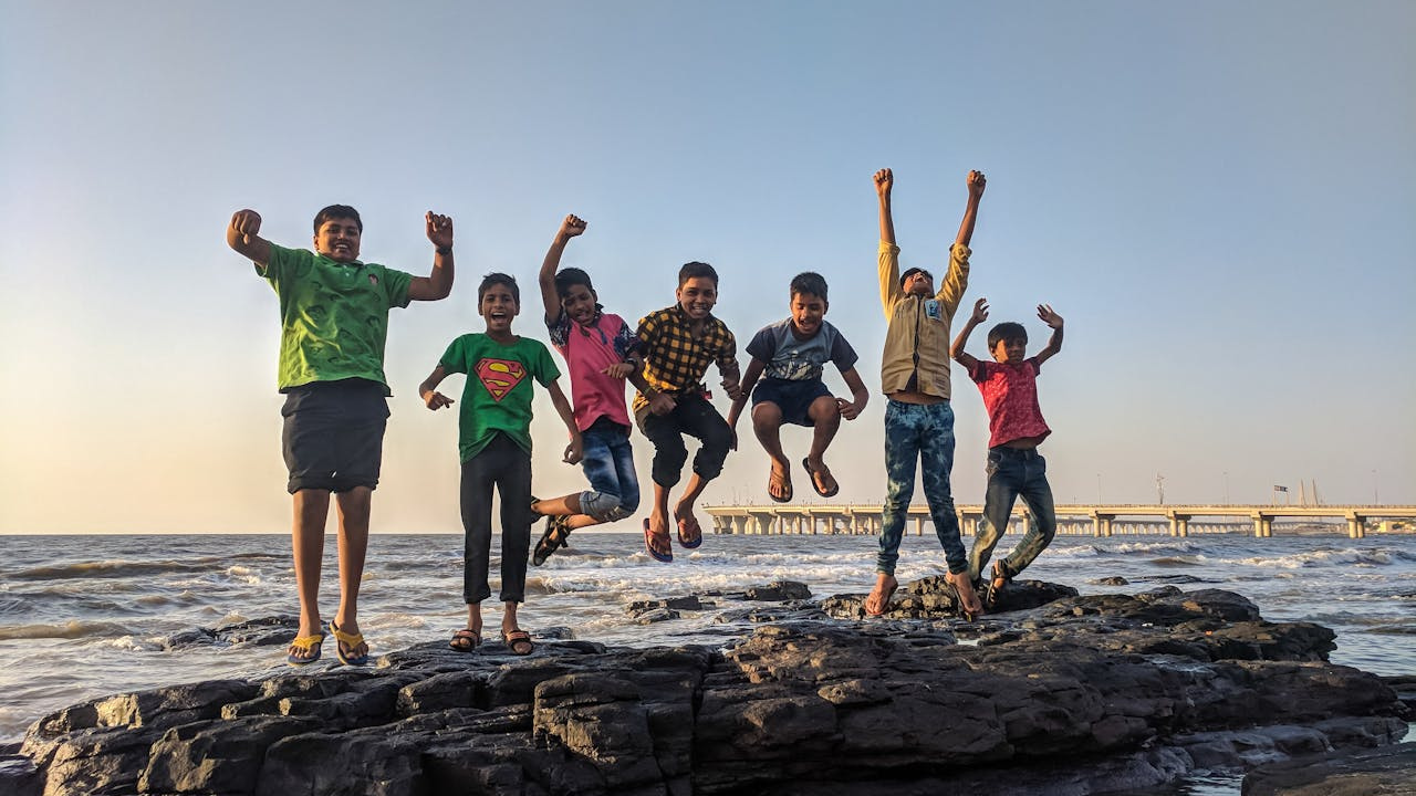 Kids having good time at the beach