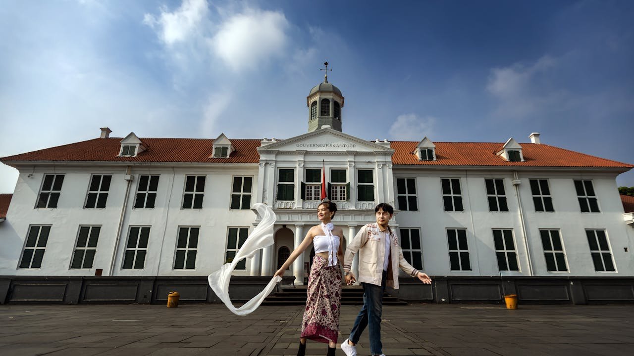 A couple enjoying a new culture