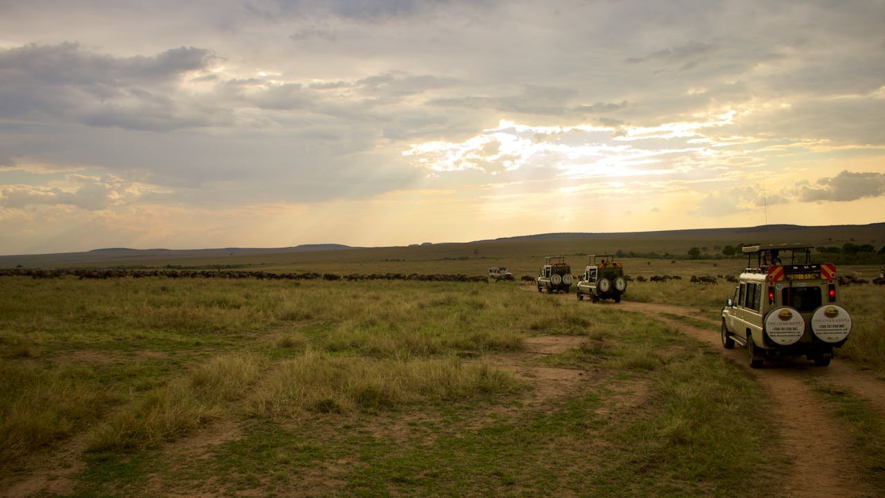 A family on a safari in Africa