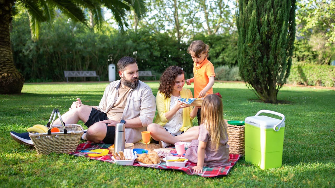 A family enjoying a picnic together