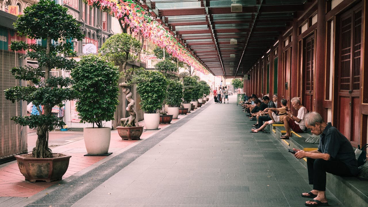 People waiting at an eco-friendly lounge