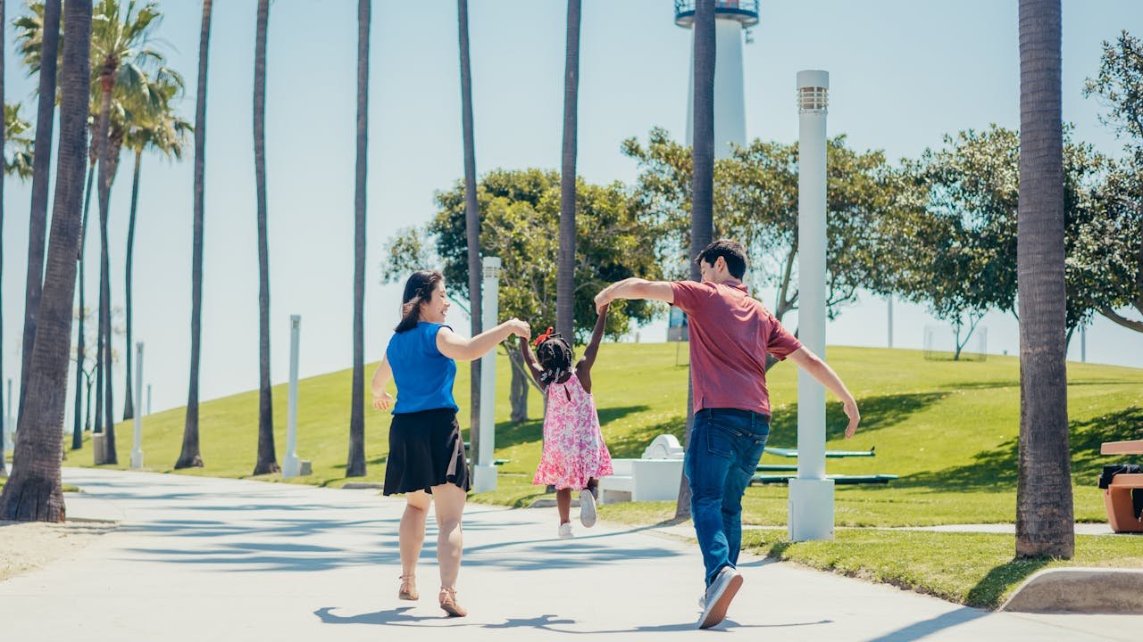 A family having fun outdoors