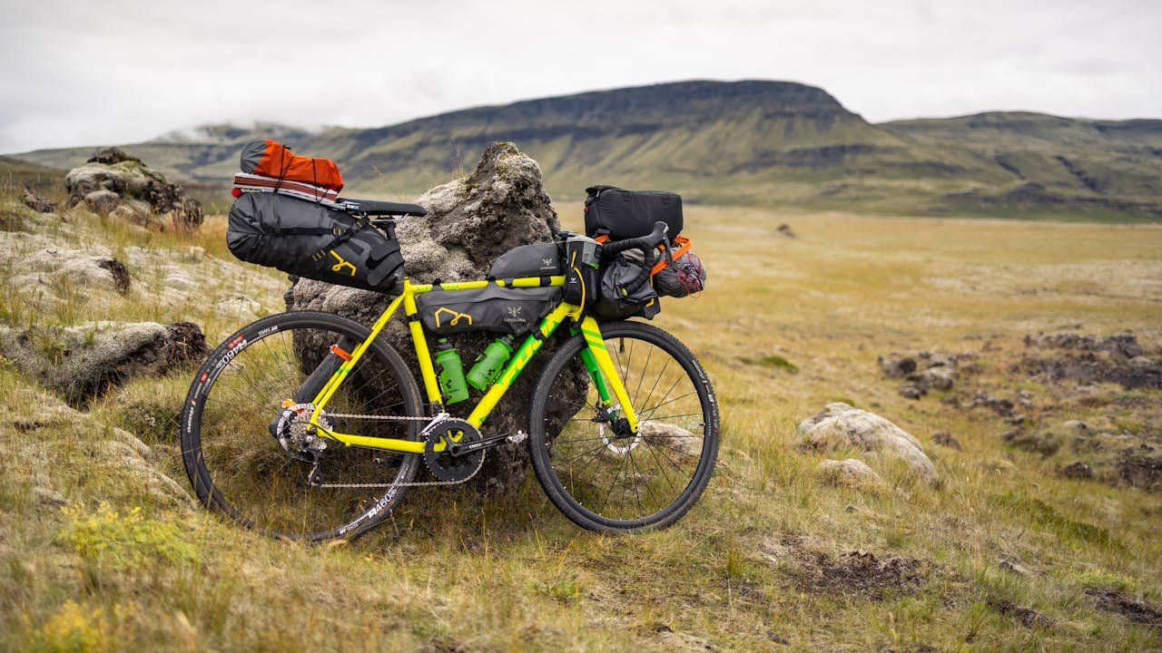 A bike on a hike on the mountains