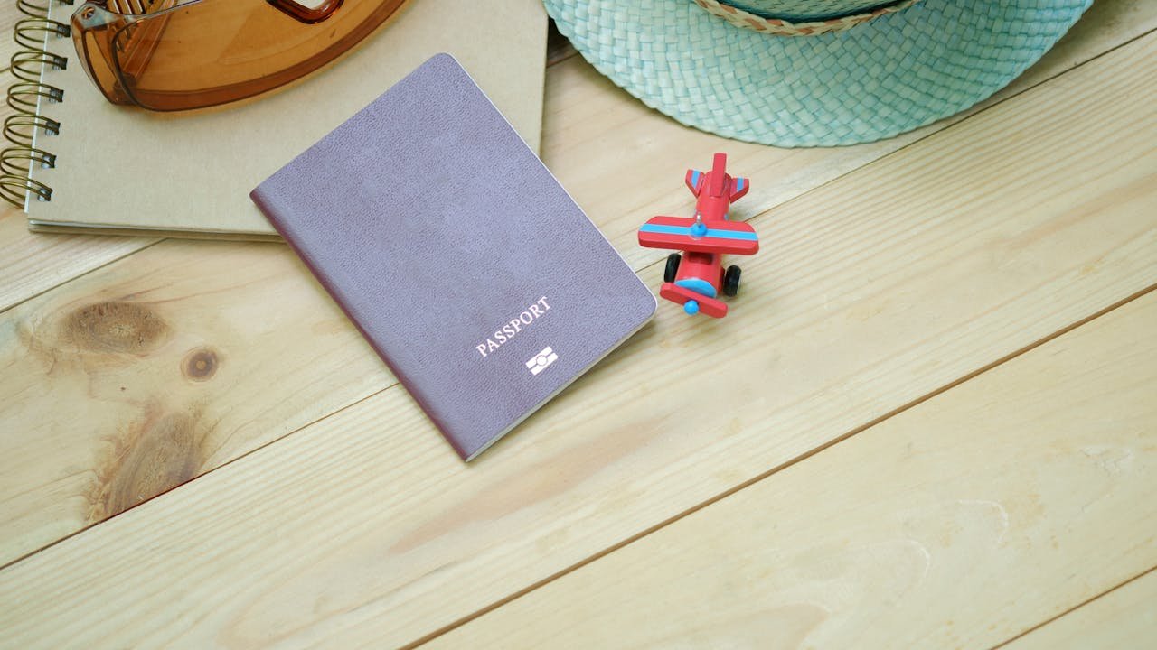 Passport and items for vacation